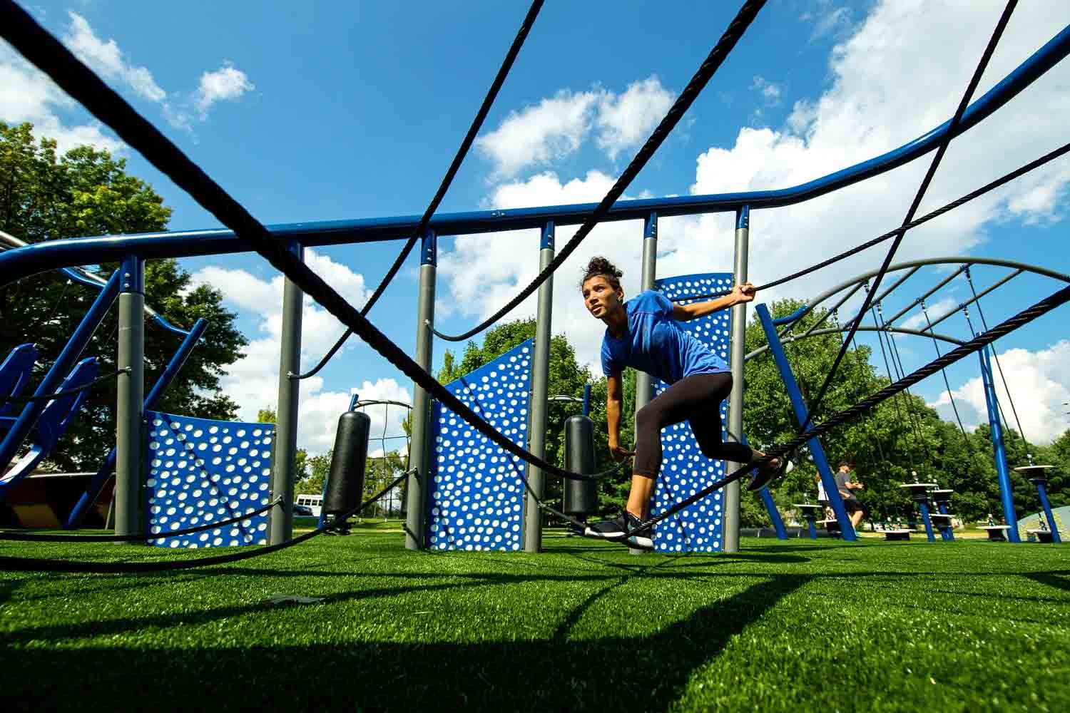 child using obstacle course