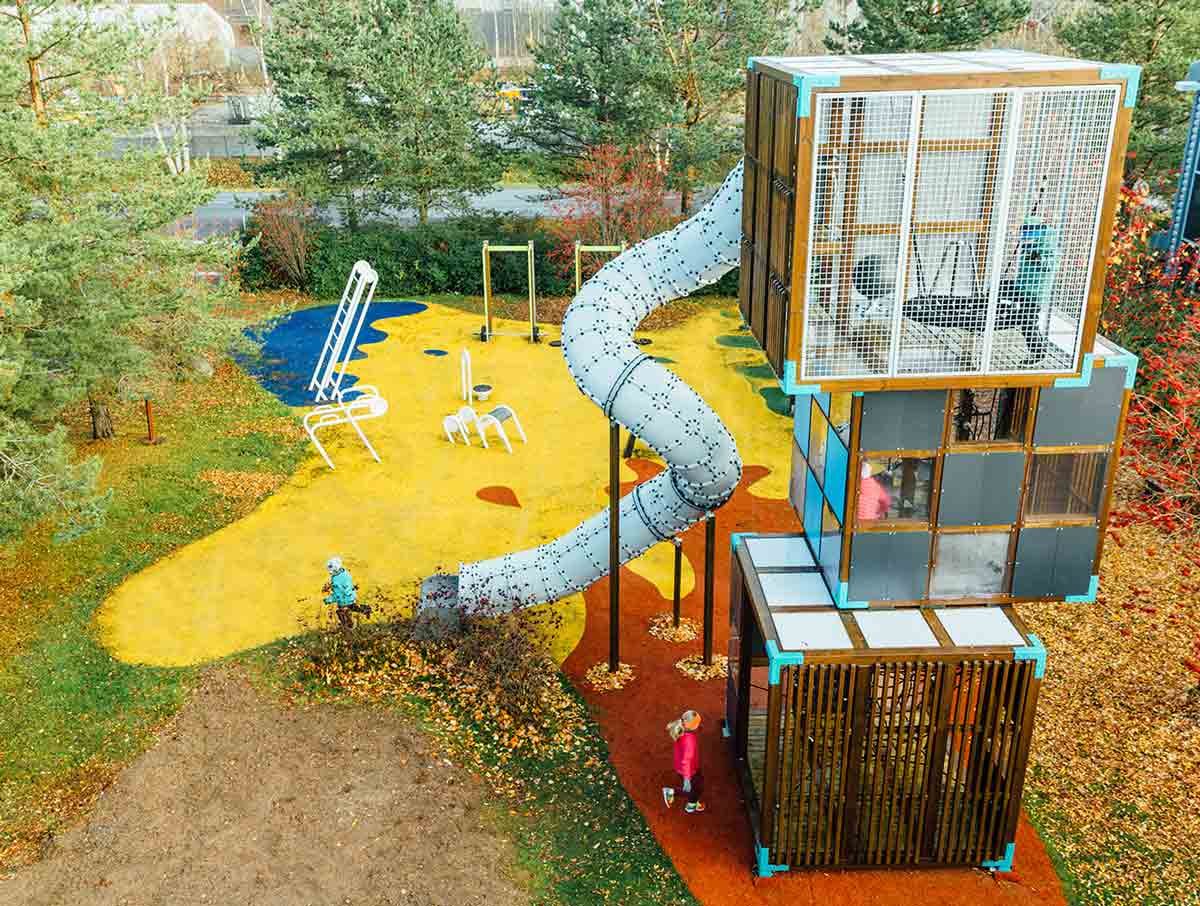 compact wood tower playground