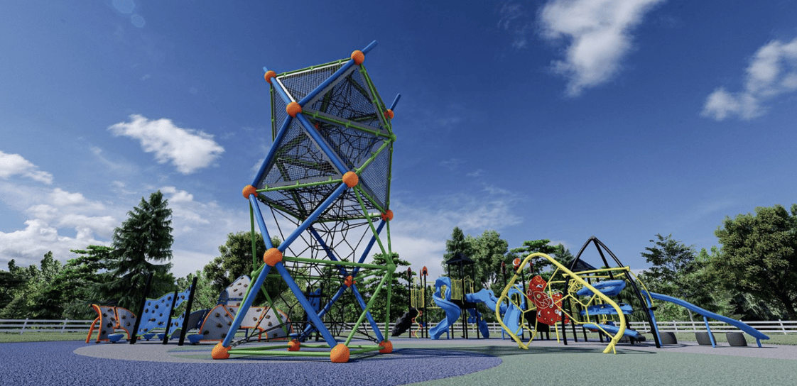 tall twist tower on playground render