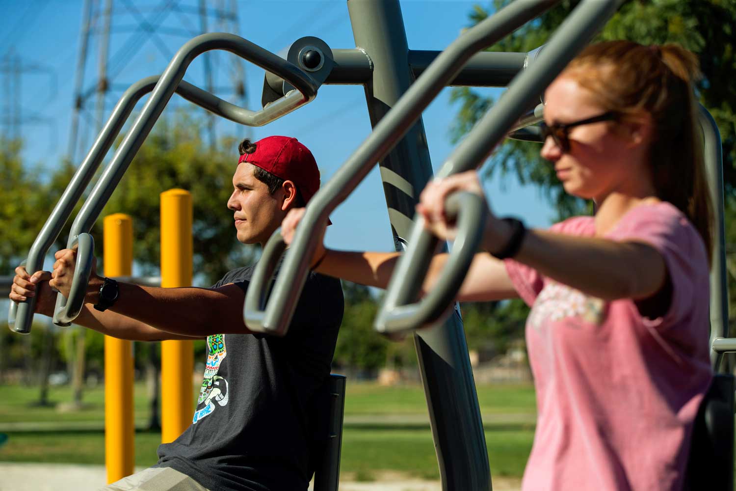 Outdoor exercise equipment at Garfield Exercise Park - City of Santa Ana